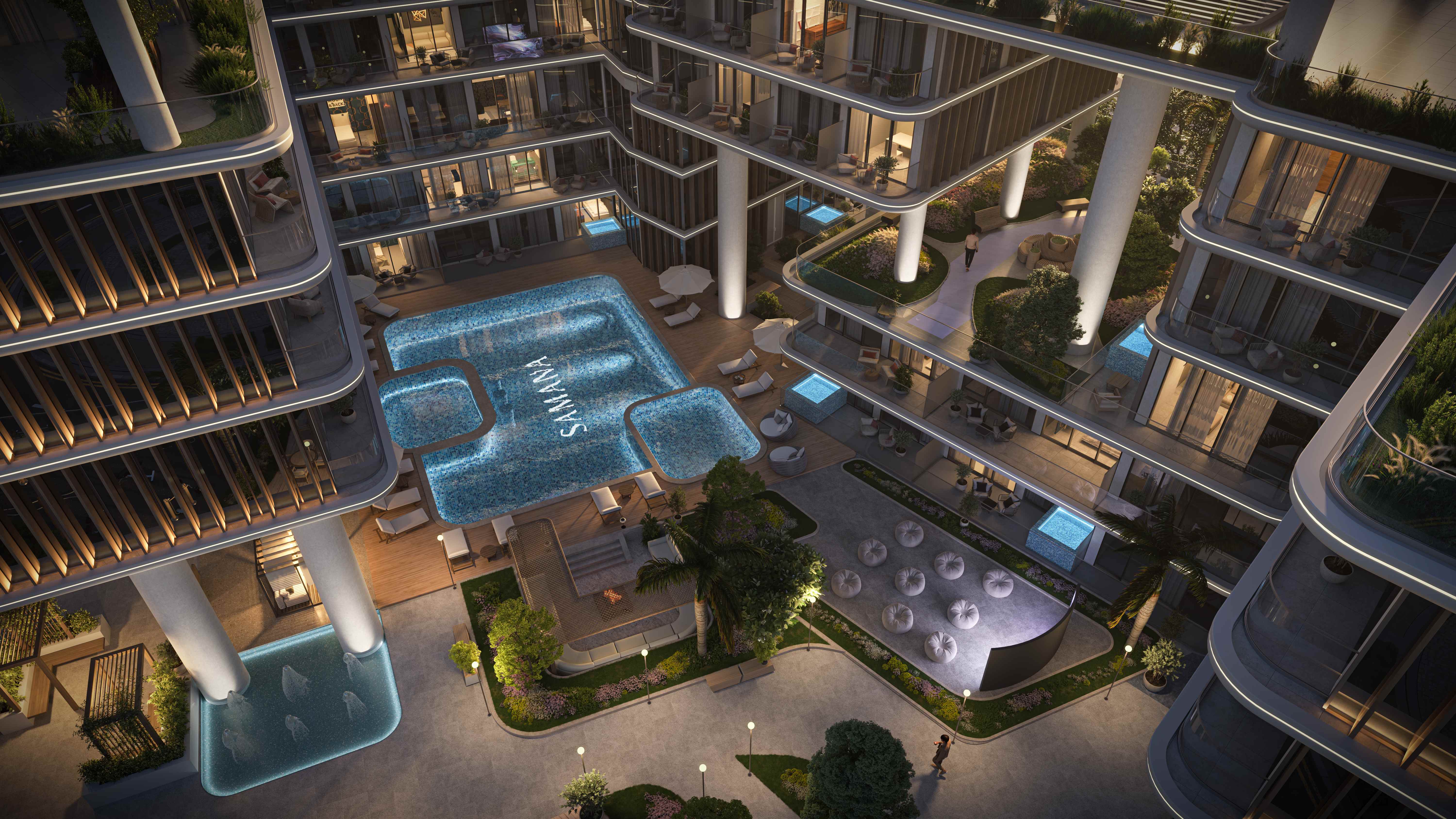 Central courtyard with branded Samana pool area